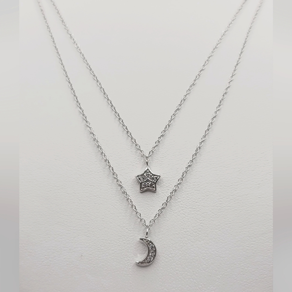 Sterling Silver Star And Moon Necklace